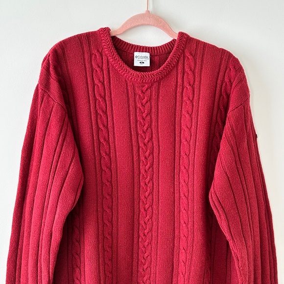 Columbia Red Cable Knit Crewneck Sweater - Picture 2 of 16